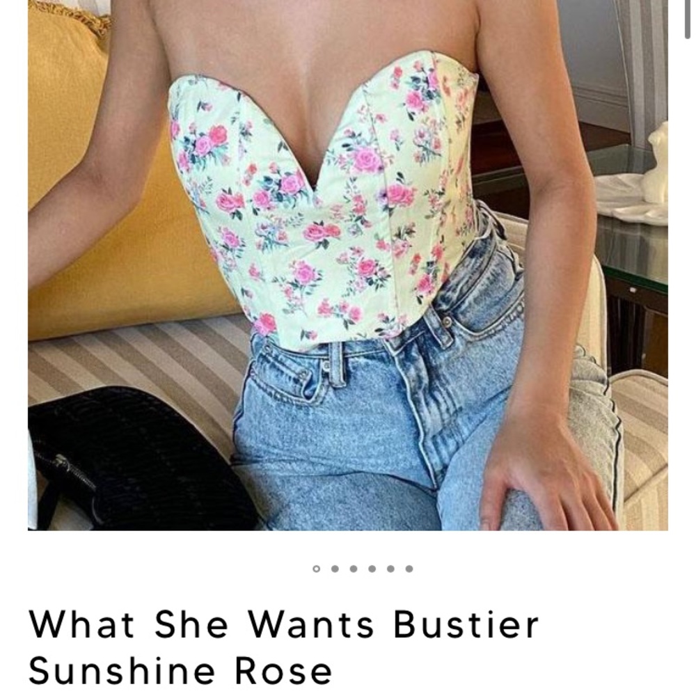 White fox yellow strapless bustier